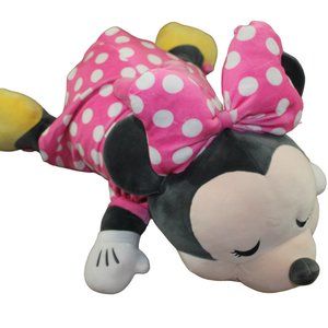Disney Cuddleez Minnie Mouse Large Plush Stuffed Toy Laying Pink Dot Pillow 24"